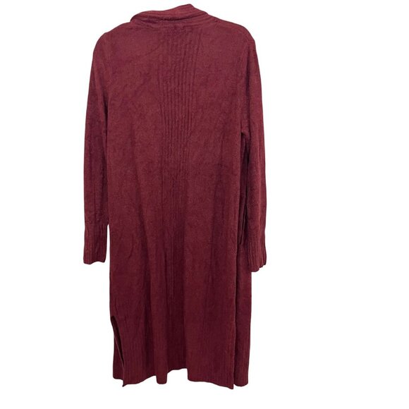 Barefoot Dreams CozyChic Lite Catalina Long Cardigan Sweater Red Burgundy LARGE - Picture 2 of 6